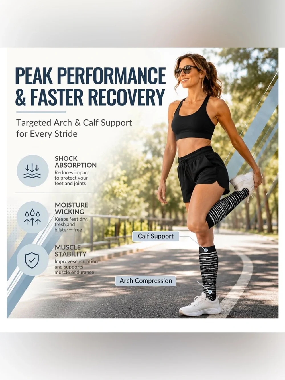 Blueenjoy Women’s Black Patterned Copper Compression Socks 3 Pack In L/XL